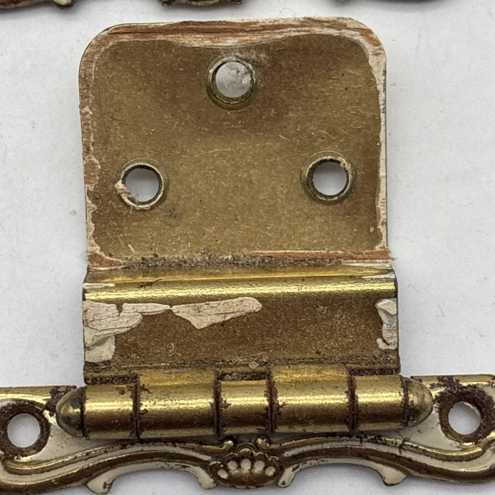 vintage metal Brass French Provincial rocco cabinet hinge drawer pull Gold